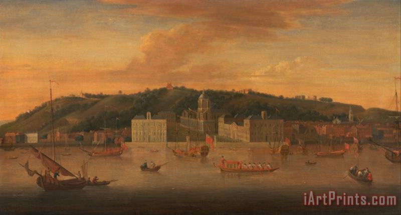 Jan Griffier A View of Greenwich From The River with Many Boats Art Print
