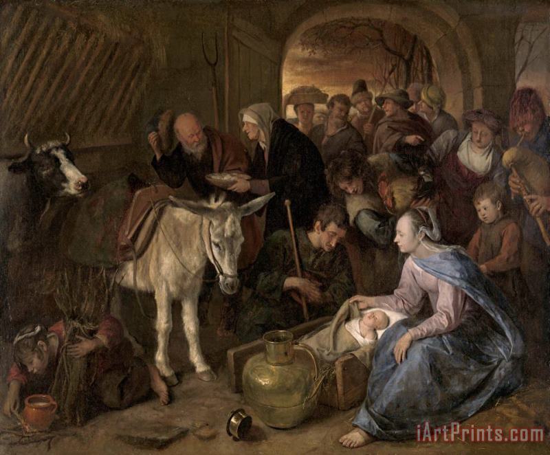 The Adoration of The Shepherds painting - Jan Havicksz Steen The Adoration of The Shepherds Art Print