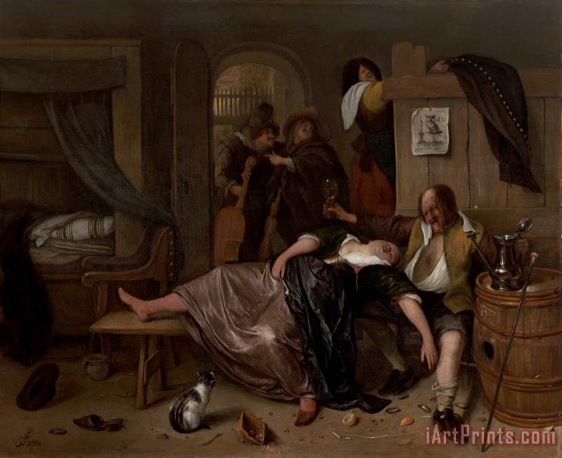 The Drunken Couple painting - Jan Havicksz Steen The Drunken Couple Art Print