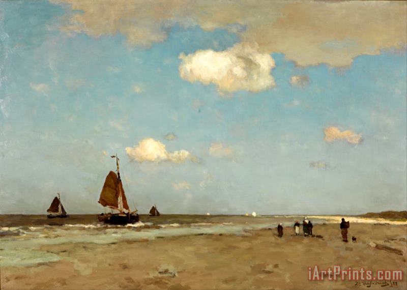 Jan Hendrik Weissenbruch Beach Scene Art Painting