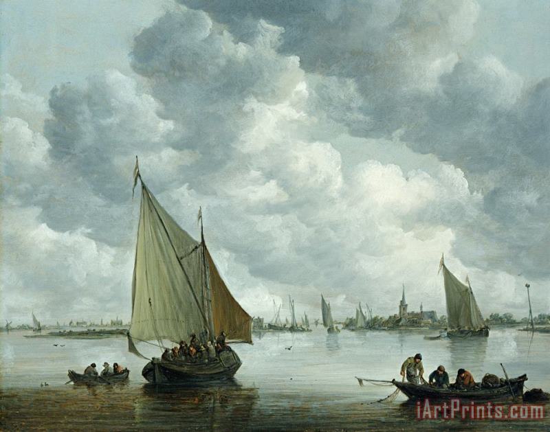 Jan Josephsz van Goyen Fishingboat in an Estuary Art Painting