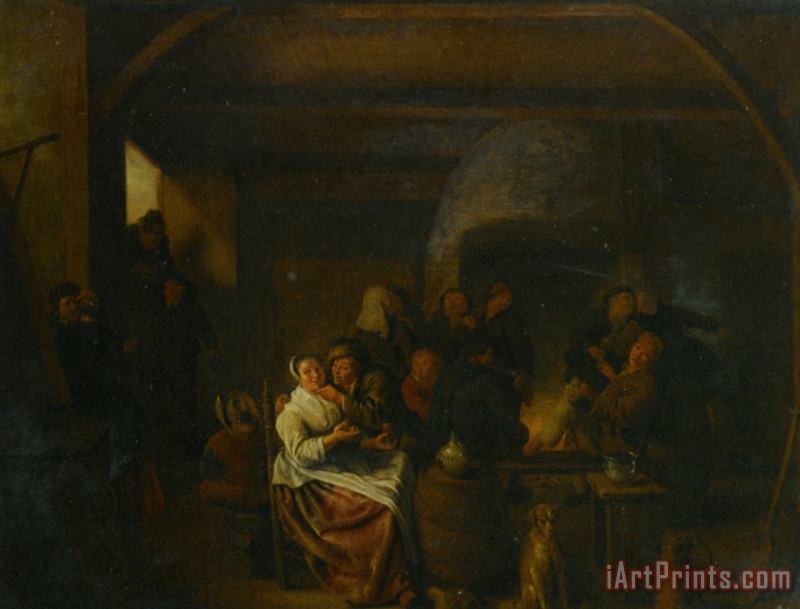 Jan Miense Molenaer The Interior of a Tavern with Peasants Cavorting And Drinking Art Print