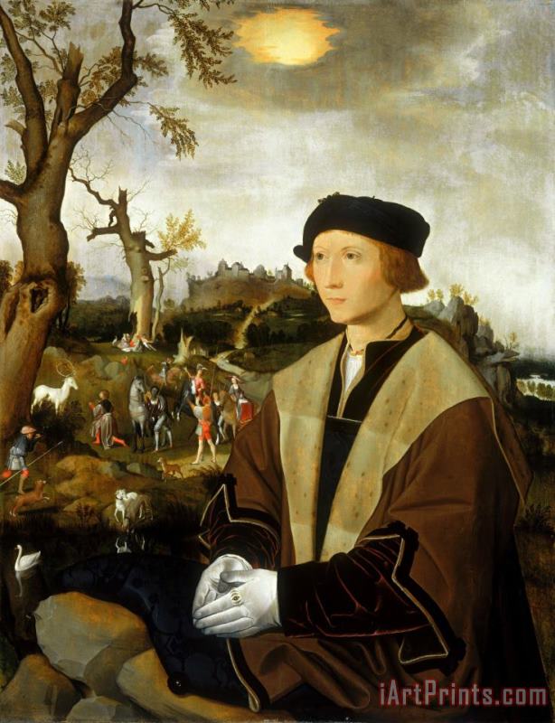 Jan Mostaert Portrait of a Young Man Art Print