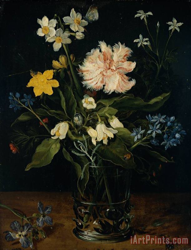 Still Life with Flowers in a Glass painting - Jan the Elder Brueghel Still Life with Flowers in a Glass Art Print