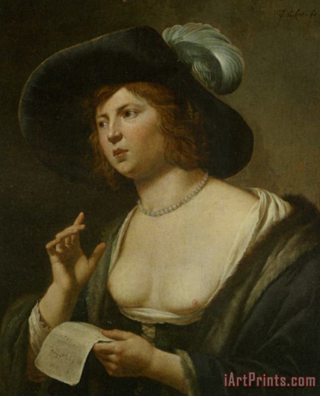Jan Van Bijlert A Woman Singing Art Painting