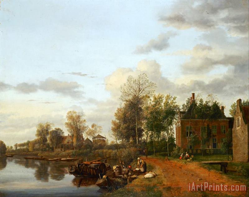 Jan van de Heyden Country House on The Vliet Near Delft Art Painting