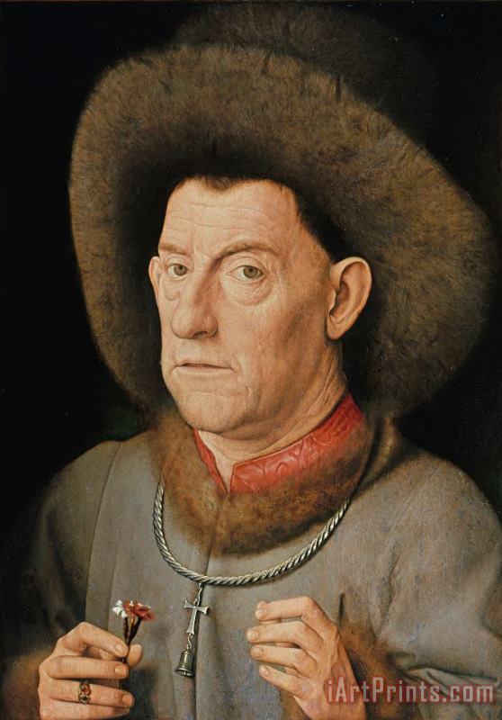 Jan van Eyck Man with Pinks Art Painting