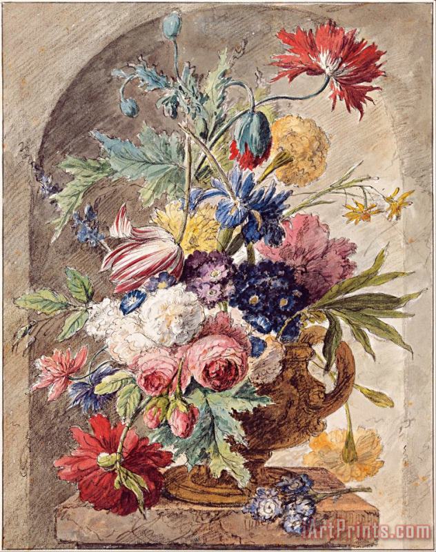 Flower Still Life, C. 1734 painting - Jan van Huysum  Flower Still Life, C. 1734 Art Print
