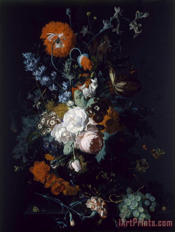 Jan van Huysum  Still Life of Flowers And Fruit Art Print