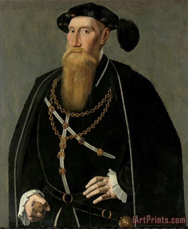 Portrait of Reinoud III of Brederode painting - Jan Van Scorel Schoorl Portrait of Reinoud III of Brederode Art Print