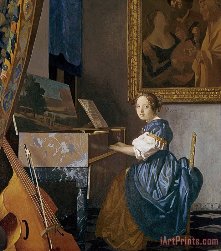 A Young Lady Seated at a Virginal painting - Jan Vermeer A Young Lady Seated at a Virginal Art Print