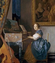 Jan Vermeer A Young Lady Seated at a Virginal painting