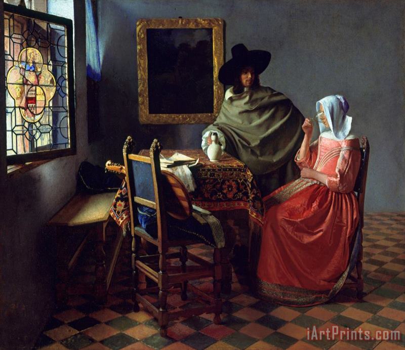 Jan Vermeer van Delft The Glass of Wine Art Print
