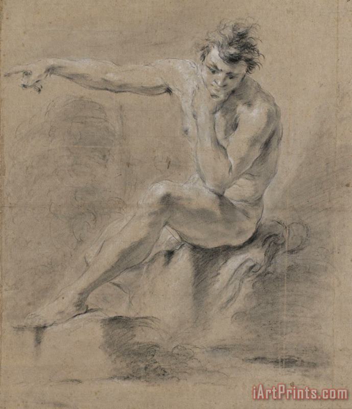 Jan Willem Pieneman Zittend Mannelijk Naakt, Naar Links, De Armen Op De Rug Art Painting
