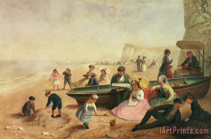 A Seaside Scene painting - Jane Maria Bowkett A Seaside Scene Art Print