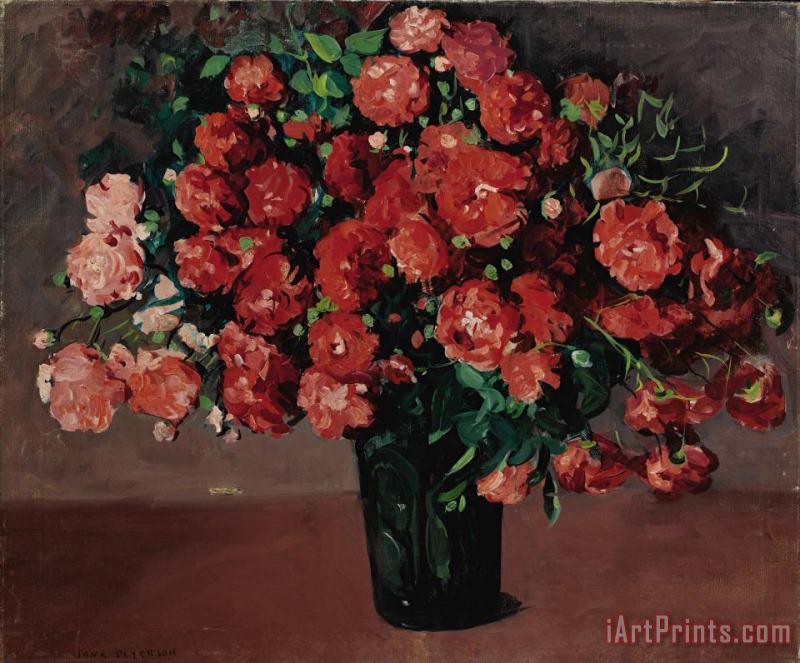 Jane Peterson Bouquet of Red Flowers Art Painting