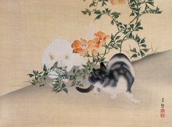 Japanese School Two Cats painting