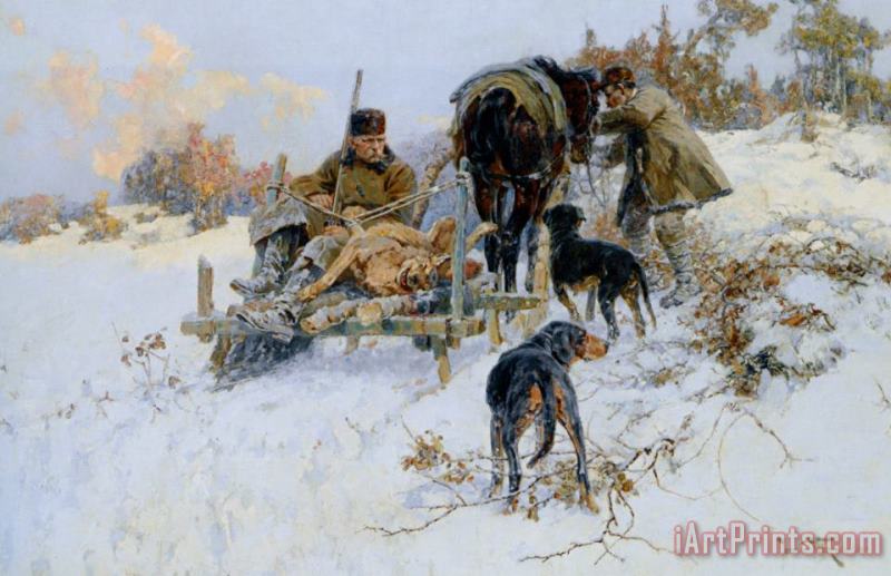 After The Hunt painting - Jaroslav Fr. Julius Vesin After The Hunt Art Print