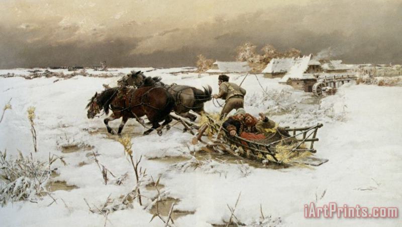 Jaroslav Fr. Julius Vesin The Sledge Ride Art Print