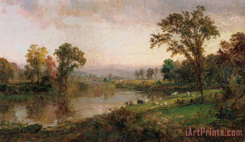 Jasper Francis Cropsey Riverscape in Early Autumn Art Painting
