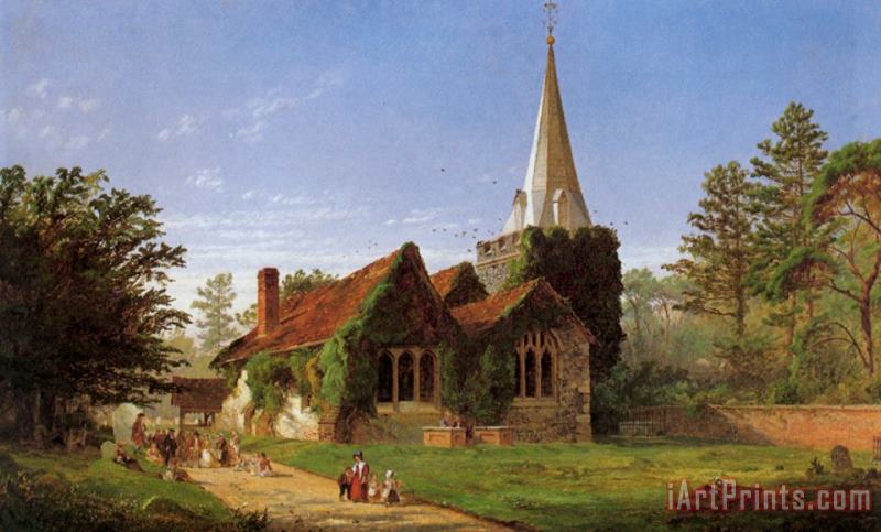 The Church at Stoke Poges painting - Jasper Francis Cropsey The Church at Stoke Poges Art Print