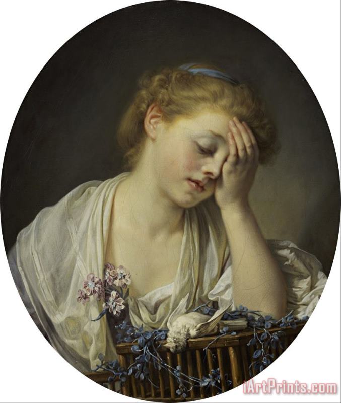 Jean-Baptiste Greuze  A Girl with a Dead Canary Art Print