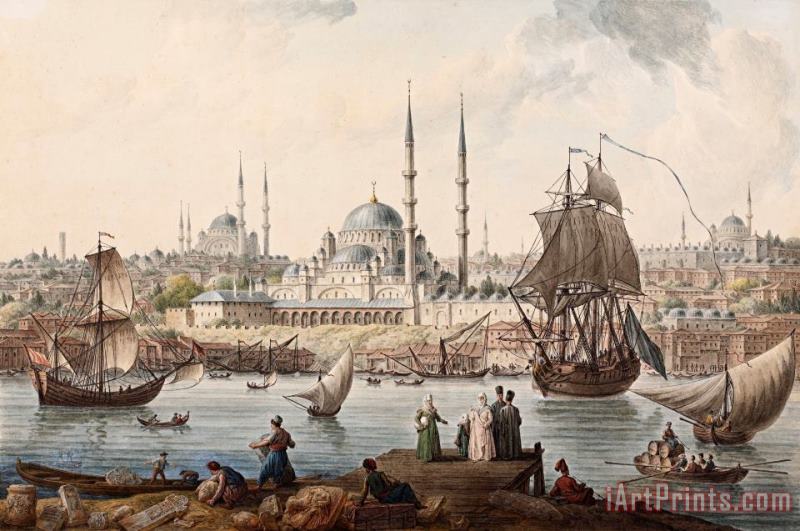 Jean-Baptiste Hilair Yeni Camii And The Port of Istanbul Art Print