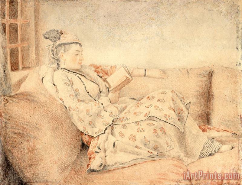 Jean-Etienne Liotard Lady in Turkish Dress, Reading Art Print