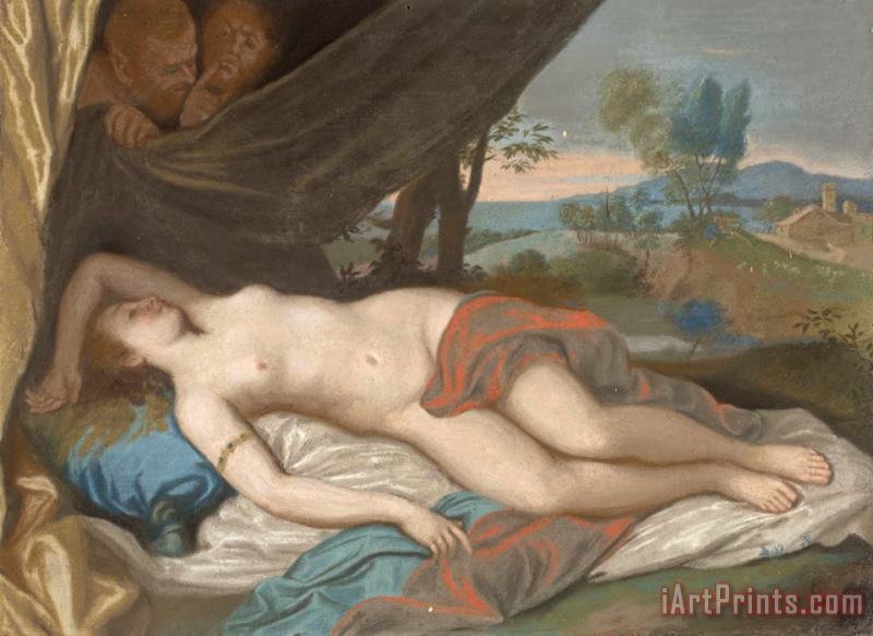 Jean-Etienne Liotard Slapende Nimf Bespied Door Saters, Naar Een Schilderij Gebaseerd Op Een Prent Naar Anthony Van Dyck Art Painting