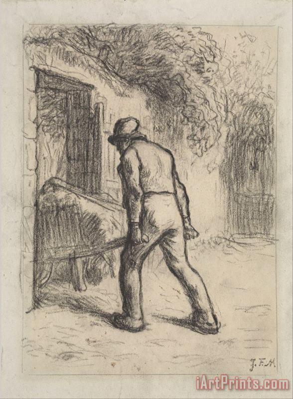 Jean-Francois Millet Study for Man with a Wheelbarrow Art Painting