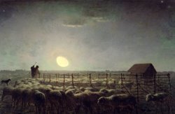 Jean-Francois Millet The Sheepfold Moonlight painting