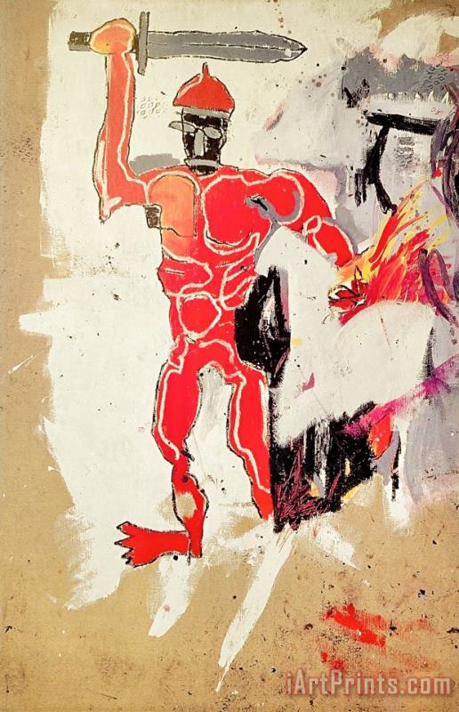 Jean-michel Basquiat Basquiat at Vrej Baghoomian Gallery (basquiat Red Warrior Announcement), 1989 Art Print