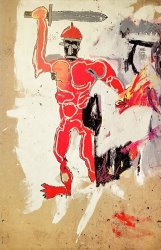 Jean-michel Basquiat Basquiat at Vrej Baghoomian Gallery (basquiat Red Warrior Announcement), 1989 painting