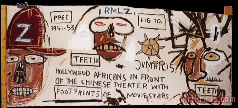 Hollywood Africans in Front of The Chinese painting - Jean-michel Basquiat Hollywood Africans in Front of The Chinese Art Print