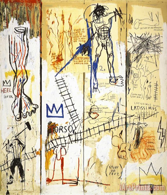 Leonardo Da Vinci's Greatest Hits painting - Jean-michel Basquiat Leonardo Da Vinci's Greatest Hits Art Print