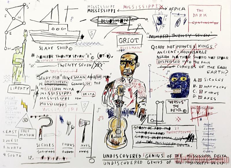 Jean-michel Basquiat Portfolio of Wolf Sausage, King Brand, Dog Leg Study And Undiscovered Genuis, 2019 Art Painting