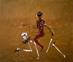 Jean-michel Basquiat Riding with Death painting