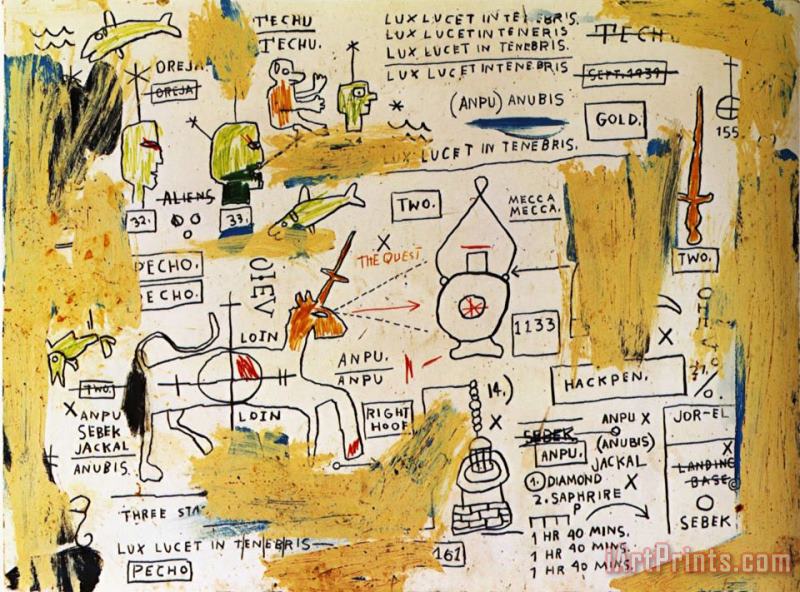 Techu Anpu painting - Jean-michel Basquiat Techu Anpu Art Print