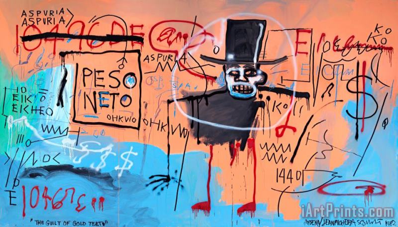 The Guilt of Gold Teeth, 1982 painting - Jean-michel Basquiat The Guilt of Gold Teeth, 1982 Art Print