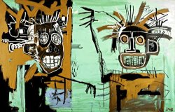 Jean-michel Basquiat Two Heads on Gold painting