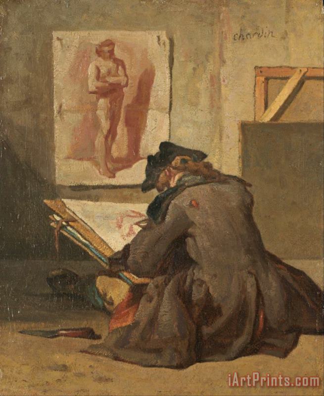 Jean-Simeon Chardin Young Student Drawing Art Painting