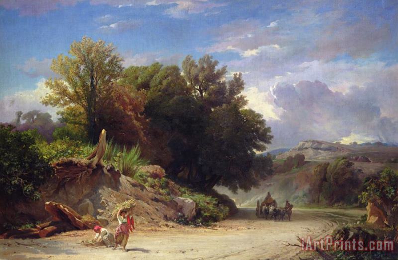 Landscape on the Outskirts of Rome painting - Jean Achille Benouville Landscape on the Outskirts of Rome Art Print