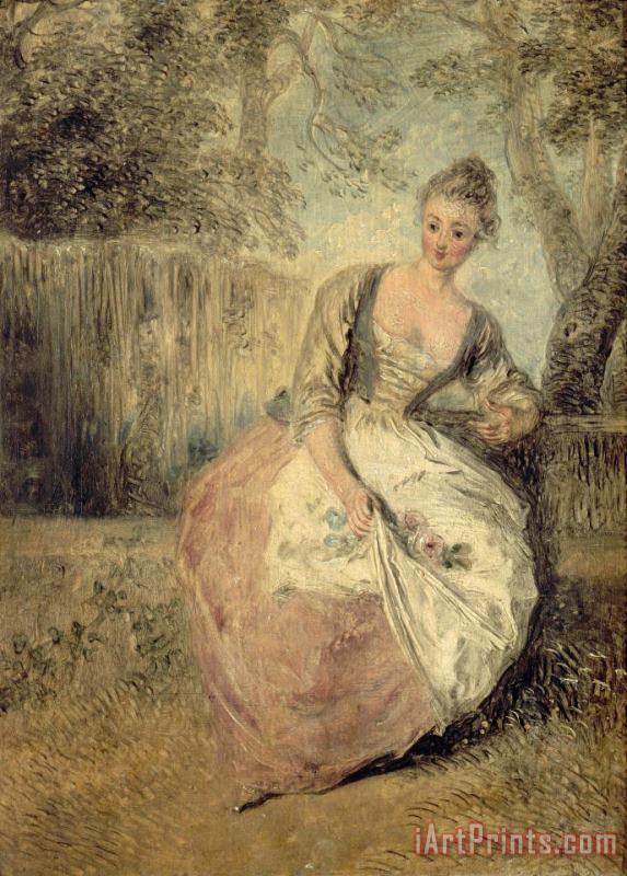 L'amante Inquiete painting - Jean Antoine Watteau L'amante Inquiete Art Print