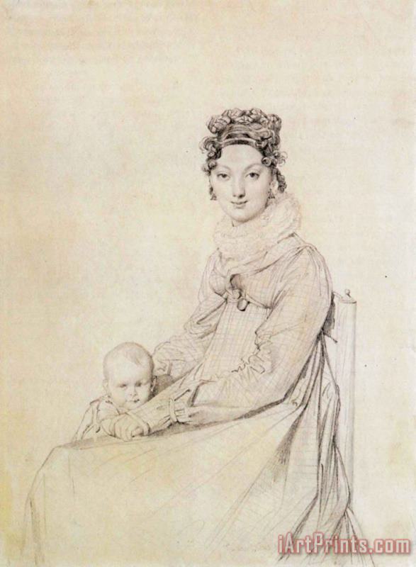 Jean Auguste Dominique Ingres Madame Alexandre Lethiere, Born Rosa Meli, And Her Daughter, Letizia Art Painting