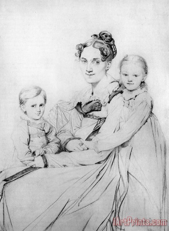 Jean Auguste Dominique Ingres Madame Johann Gotthard Reinhold, Born Sophie Amalie Dorothea Wilhelmine Ritter, And Her Two Daughters, Susette And Marie Art Print