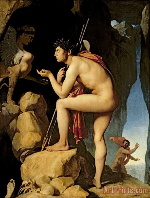 Oedipus and the Sphinx painting - Jean Auguste Dominique Ingres Oedipus and the Sphinx Art Print