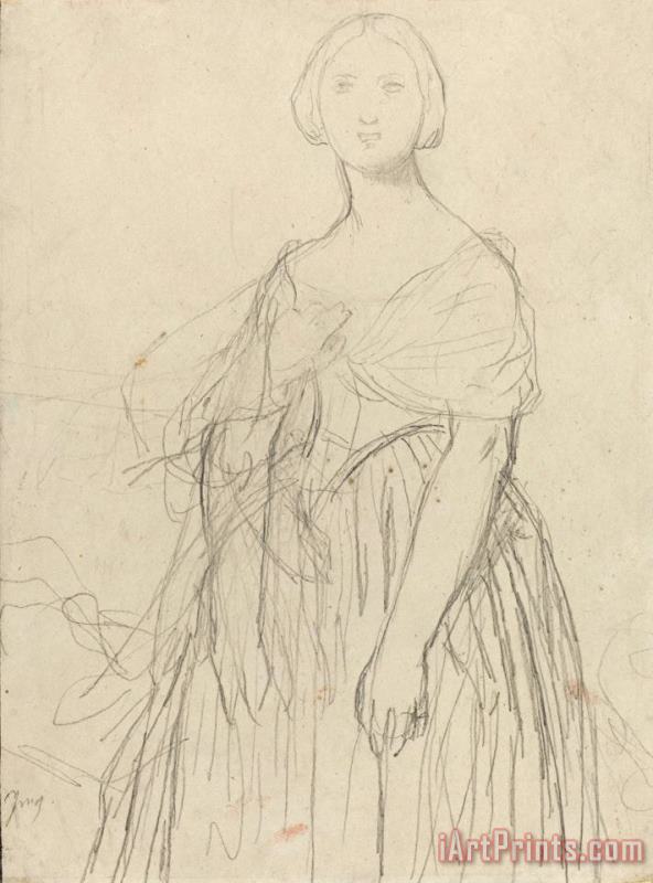 Sketch for Madame Moitessier painting - Jean Auguste Dominique Ingres Sketch for Madame Moitessier Art Print