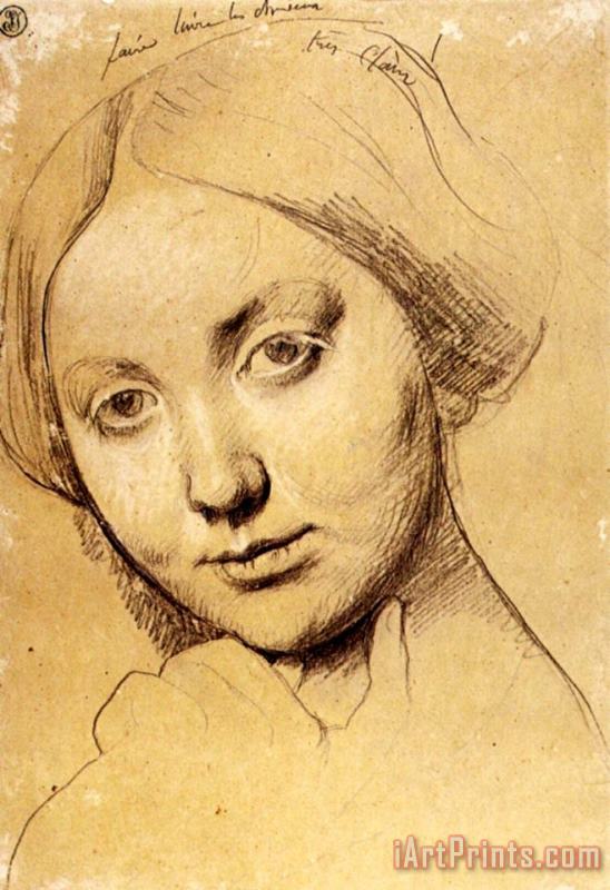 Jean Auguste Dominique Ingres Study for Vicomtesse D'hausonville, Born Louise Albertine De Broglie Art Painting