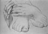 Contemporary Age Paintings and Prints - Study of Hands And Feet for The Golden Age by Jean Auguste Dominique Ingres