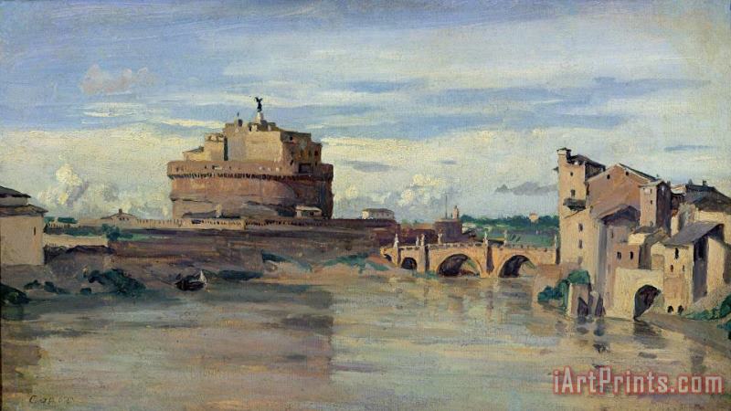 Jean Baptiste Camille Corot Castel Sant Angelo and the River Tiber Art Print